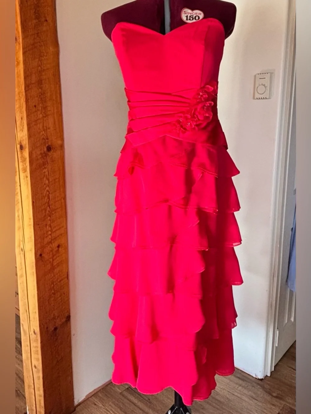 Alfred Angelo Pomegranate Tiered Ruffle Dress - Picture 1 of 7